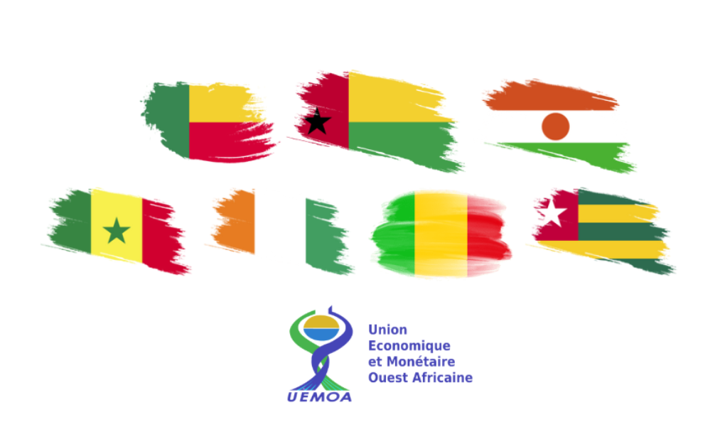Flags of all the member nations of BRVM