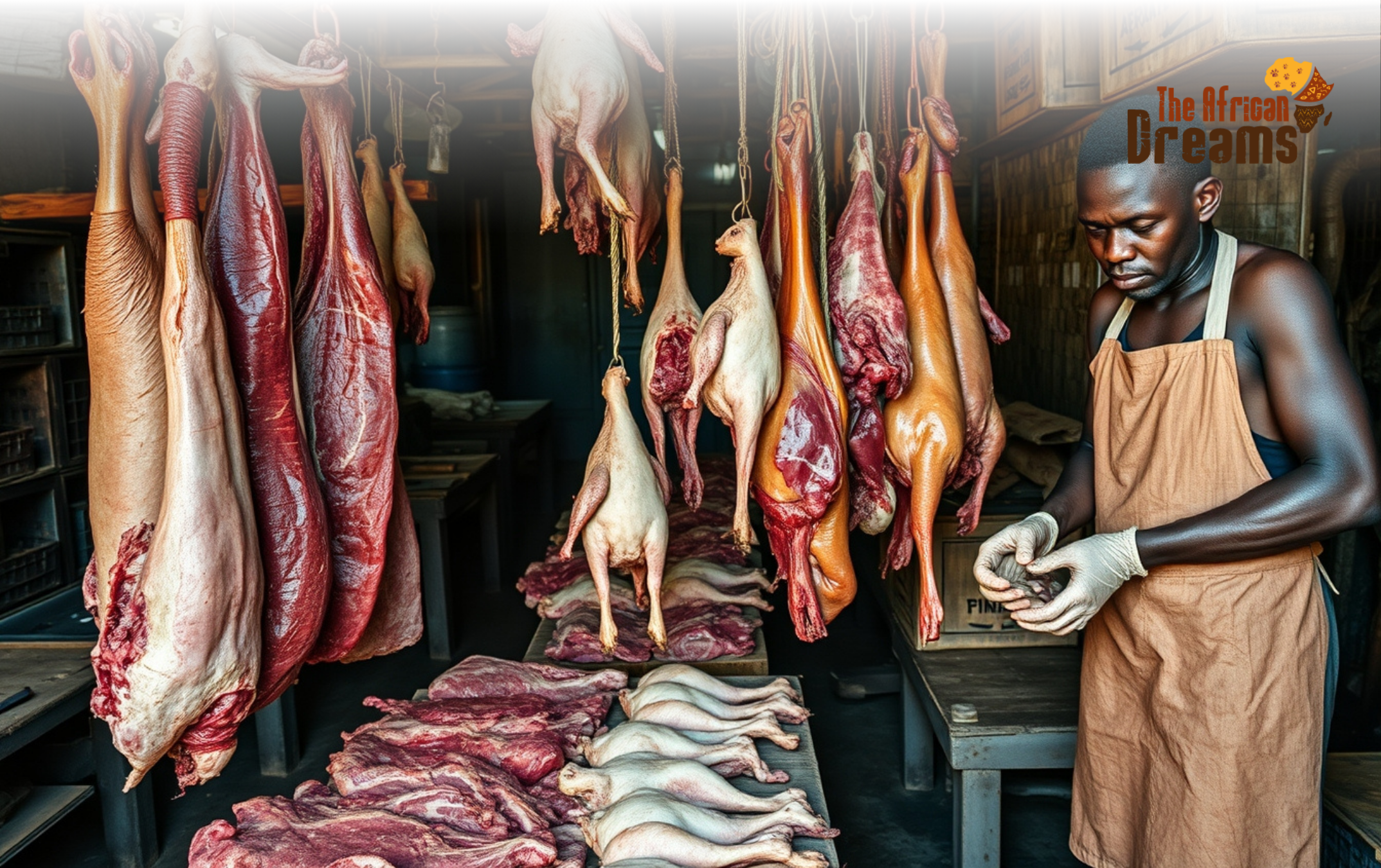 a meat market in Uganda