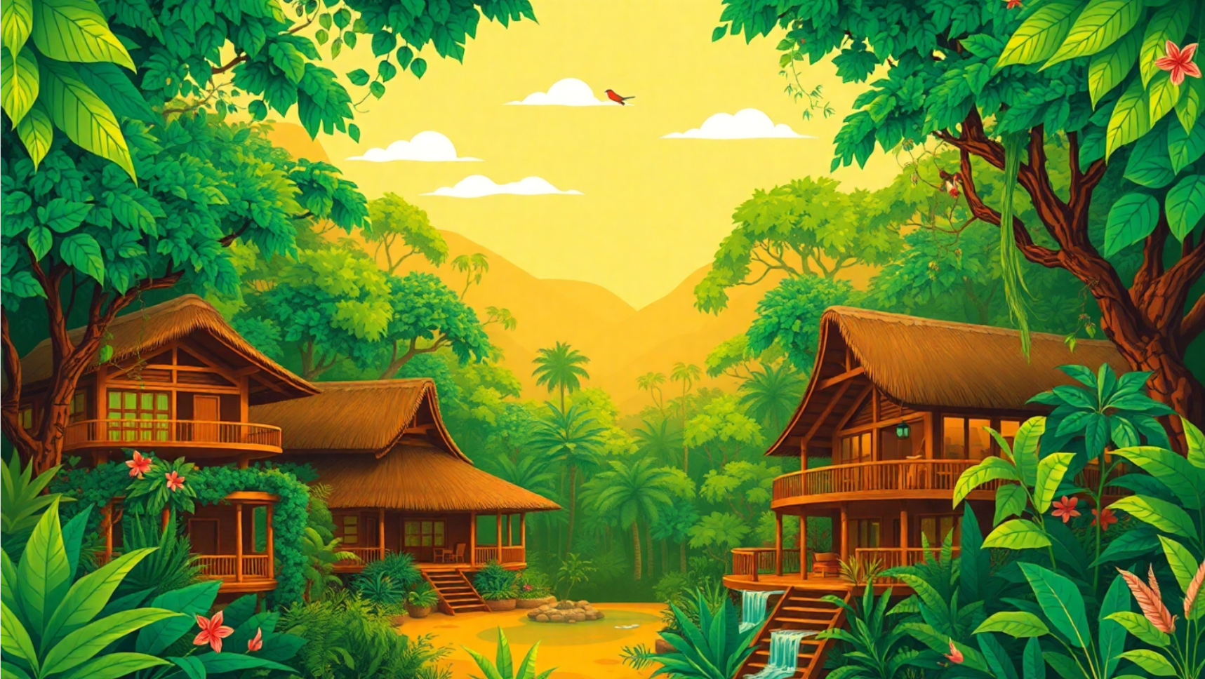 An illustration of an Eco-Tourist Lodge in Sierra Leone