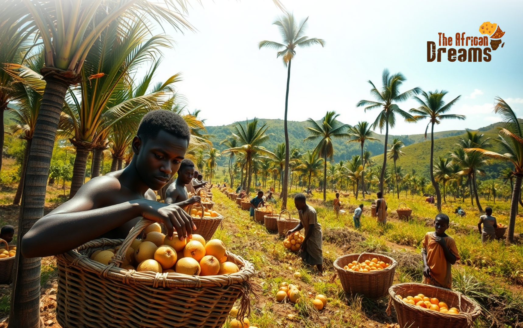 The Palm Oil Production Sector of Sierra Leone Illustration of palm collecting for pal oil production