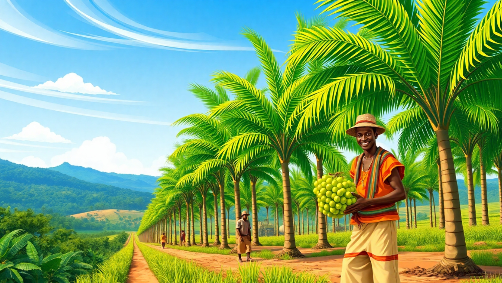 An illustration of palm oil production in Sierra Leone