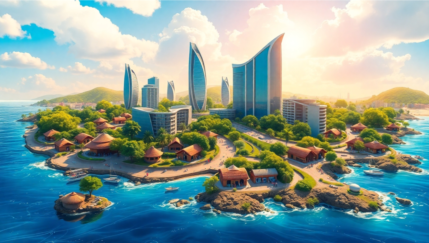 An illustration of the future of the Sherbro Island project by Idris Elba