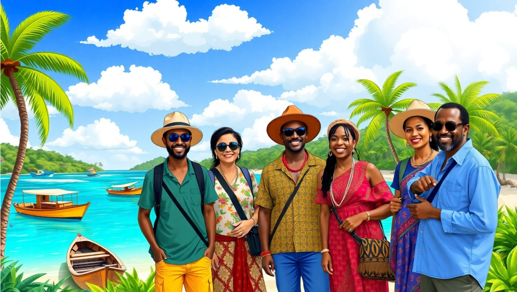 An illustration of tourists visiting Sierra Leone