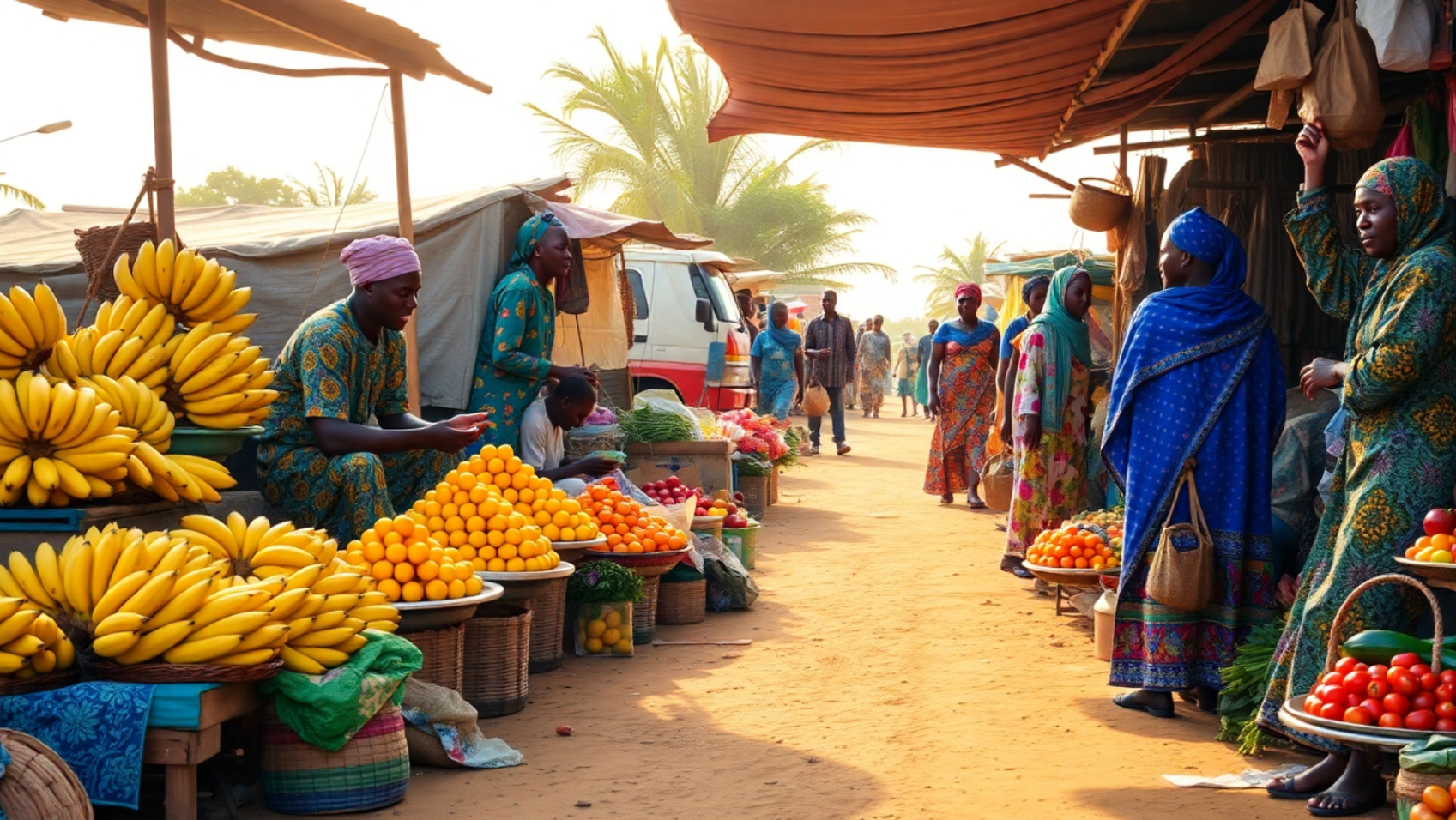 An image of a bustling marketplace in Kenya An image of a bustling marketplace in Kenya