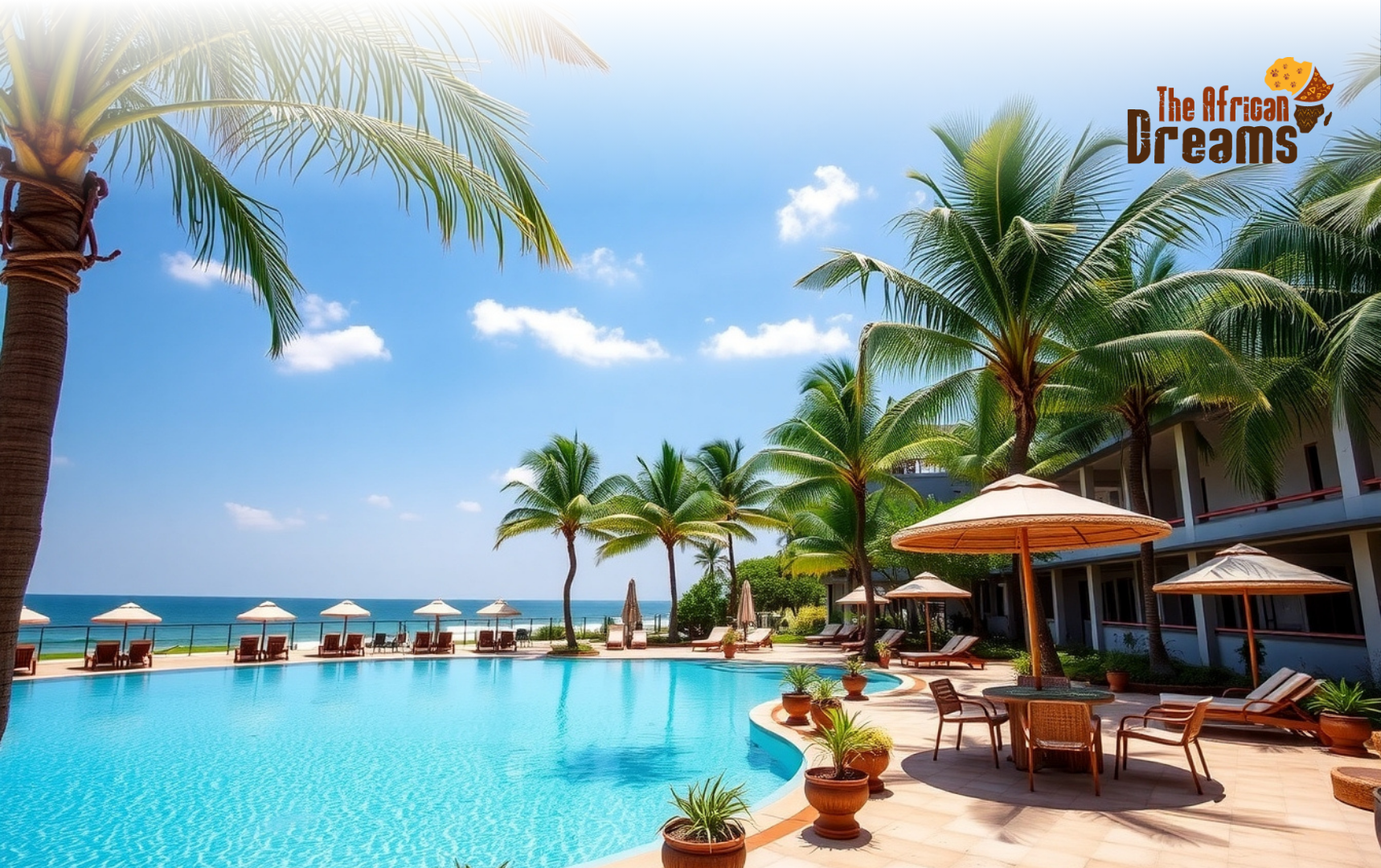 Investing in the Hospitality and Hotel Sector of Kenya Hotel view in Kenya featuring a serene pool surrounded by palm trees
