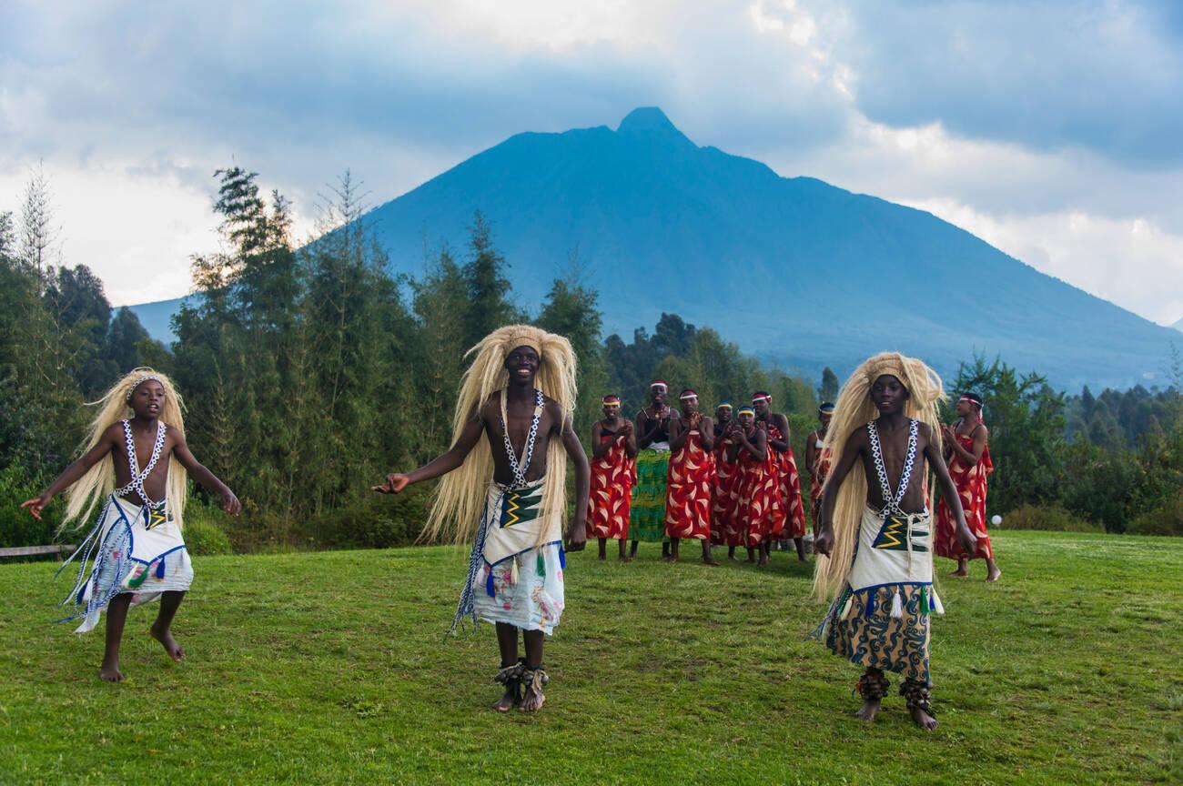 Ceremony of former poachers, in the Virunga National Park, Rwanda, Africa