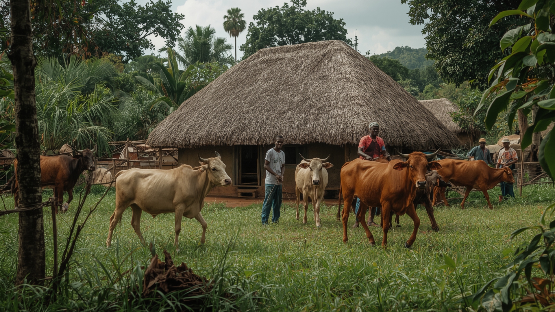 Cows in congo african cows taken care of by their owner