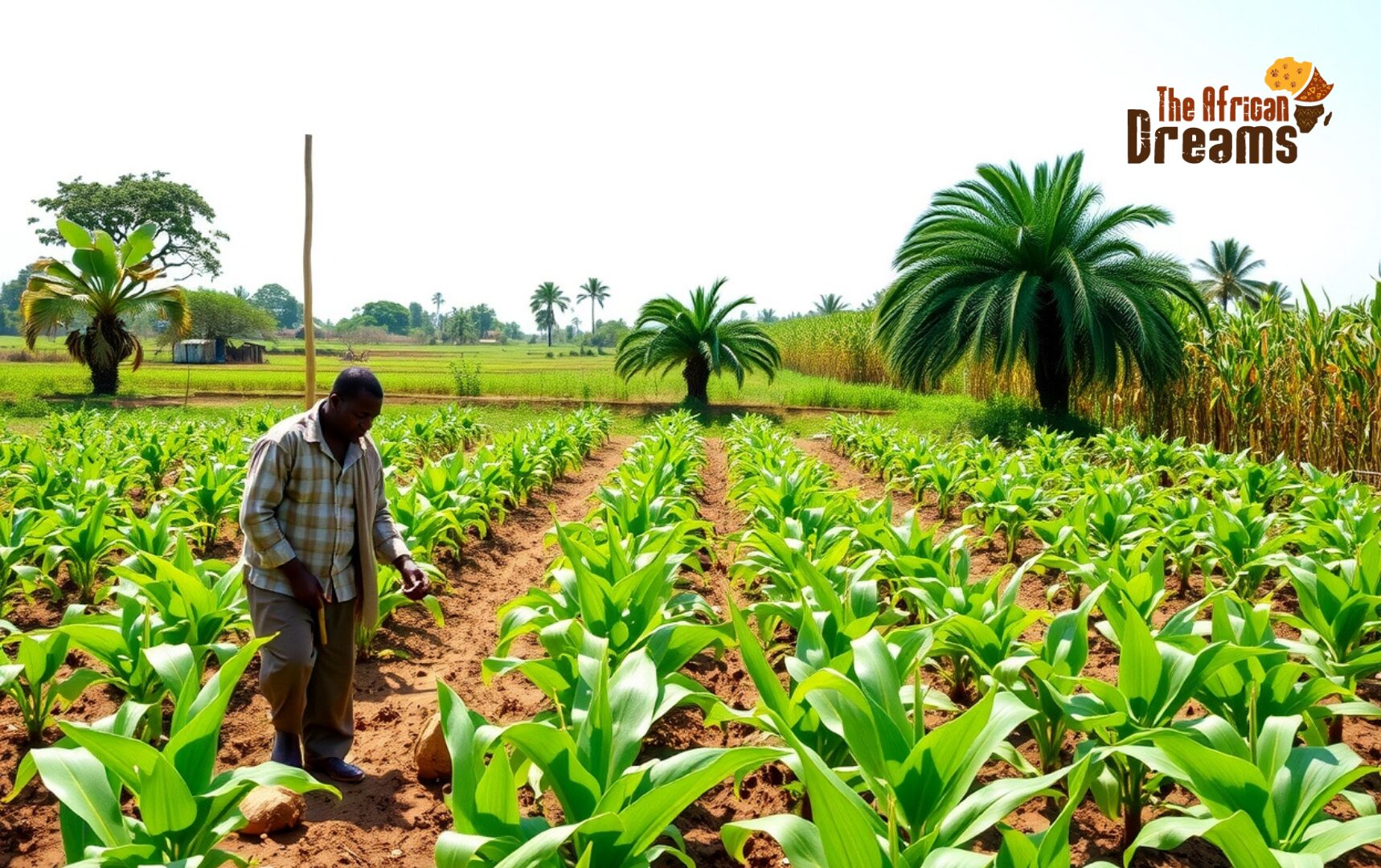 farmer is walking on agricultural land