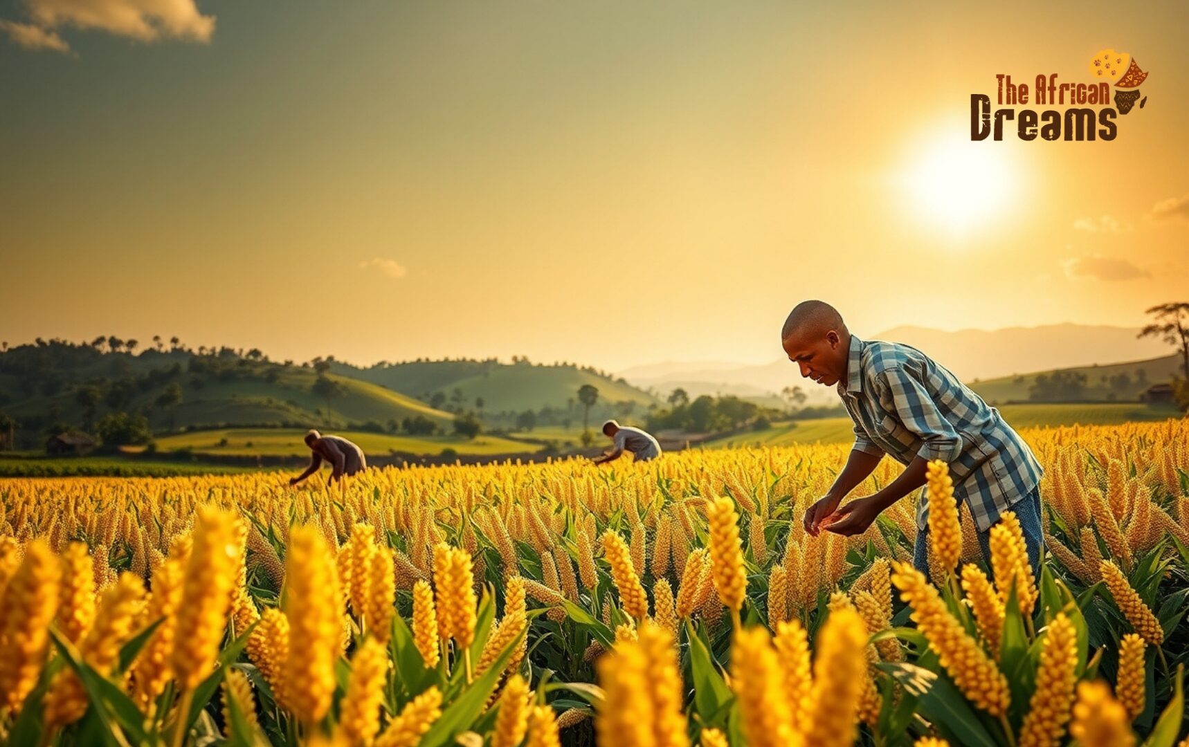 farmer working in sesame crop field