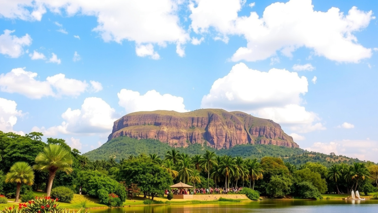 View of Aso Rock from The Millenium Park in Abuja, Nigeria