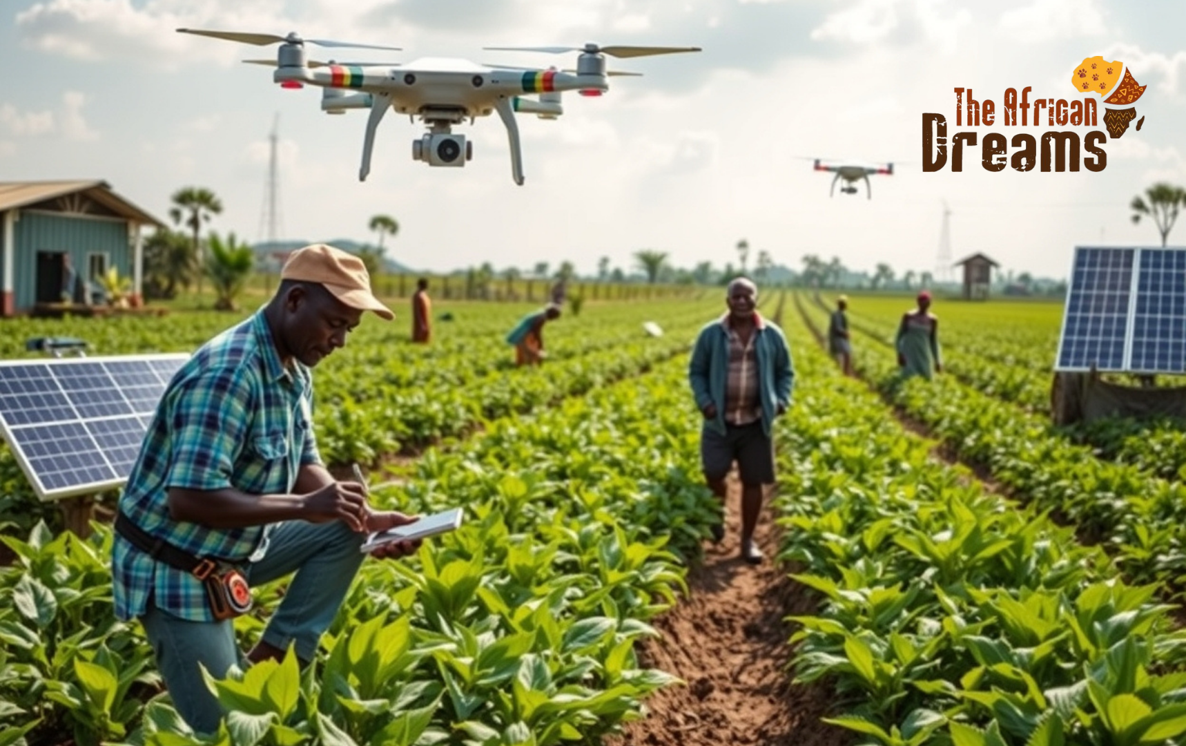White, Blue and Brown Modern Travel Agency Banner (1) farmers are working in agricultural field with modern technology