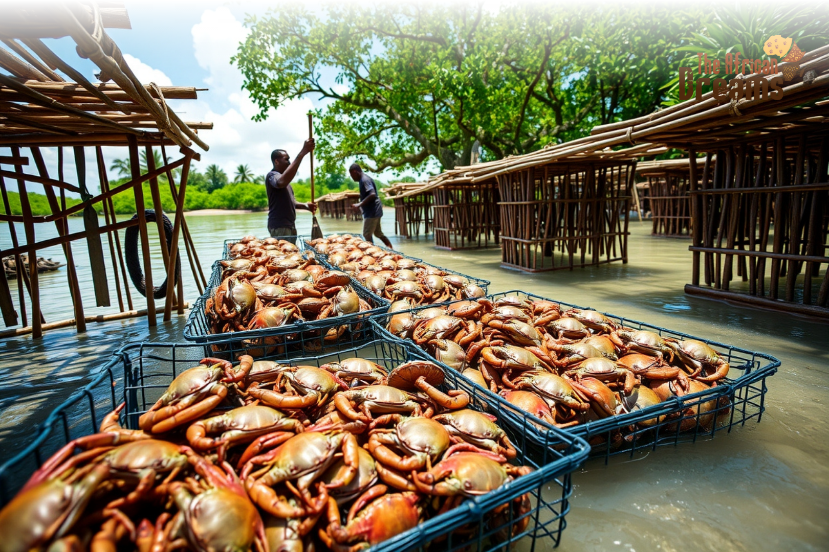 Mud crabs in a crab farm in Kenya