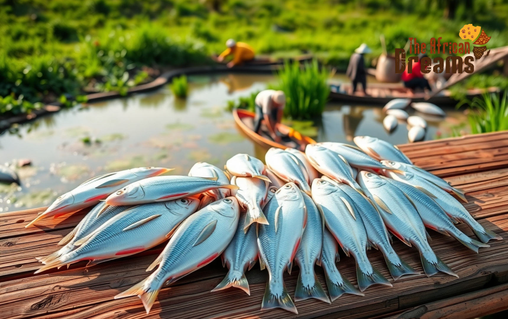 fish fish are shown beside the pond