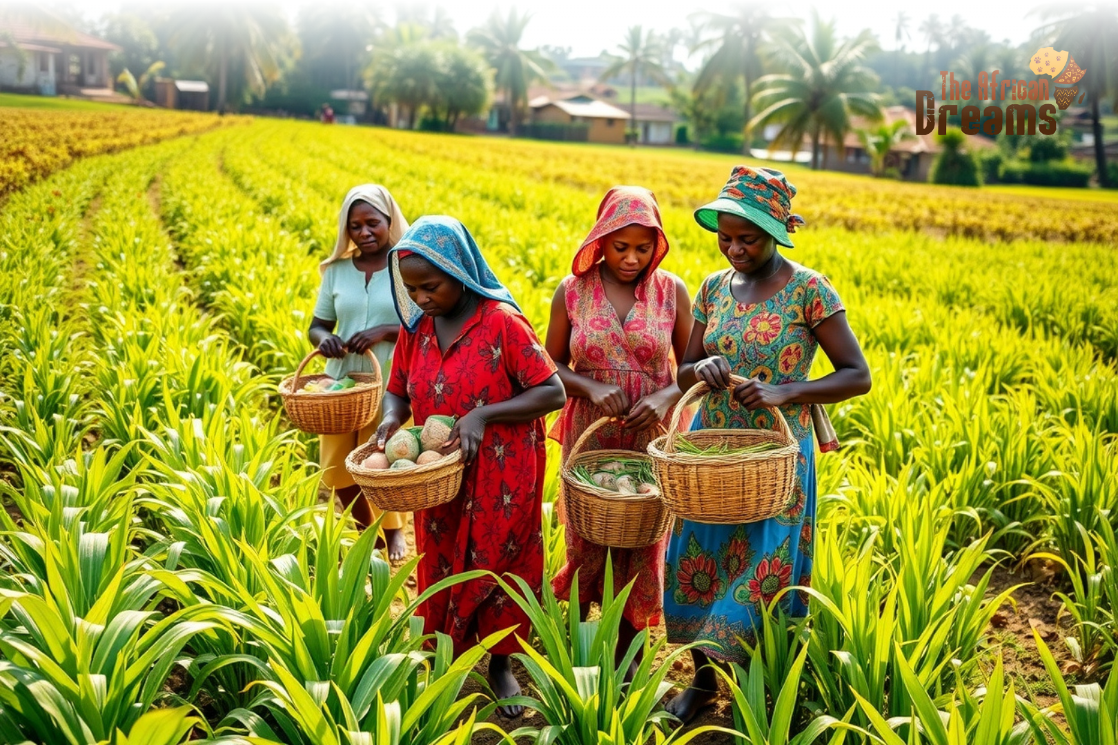 African Dreams Cover Image (53) Liberian women farmers working together in green fields, showcasing empowerment and agricultural growth.