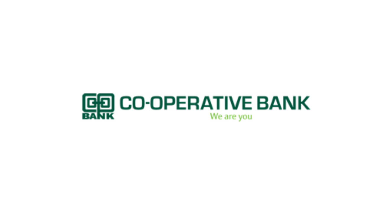 Co-operative Bank logo with green text and the slogan 'We are you  Co-operative Bank logo with green text and the slogan 'We are you