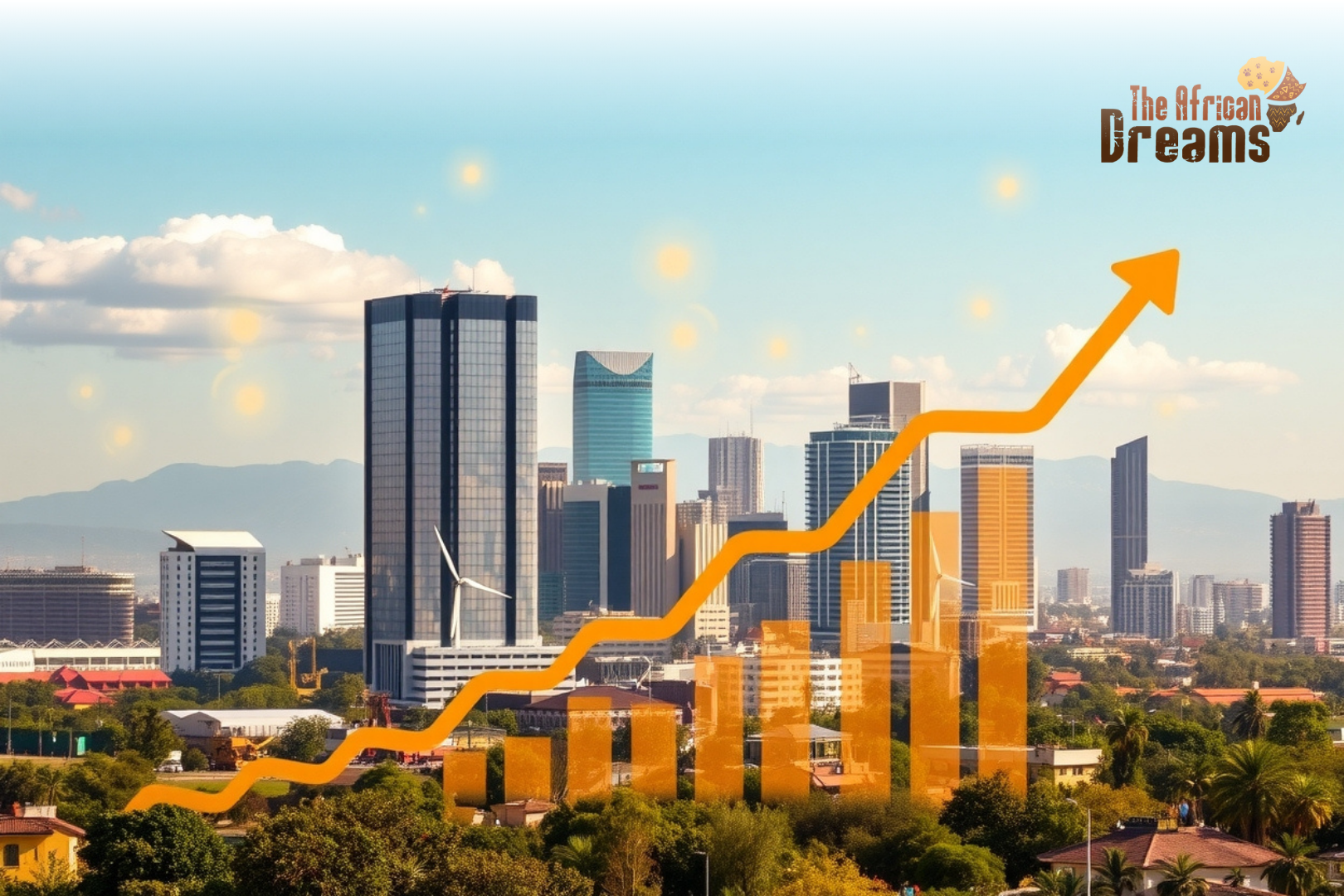 Harare city skyline with financial growth symbols representing step-by-step investment opportunities and economic development in Zimbabwe Harare city skyline with financial growth symbols representing step-by-step investment opportunities and economic development in Zimbabwe