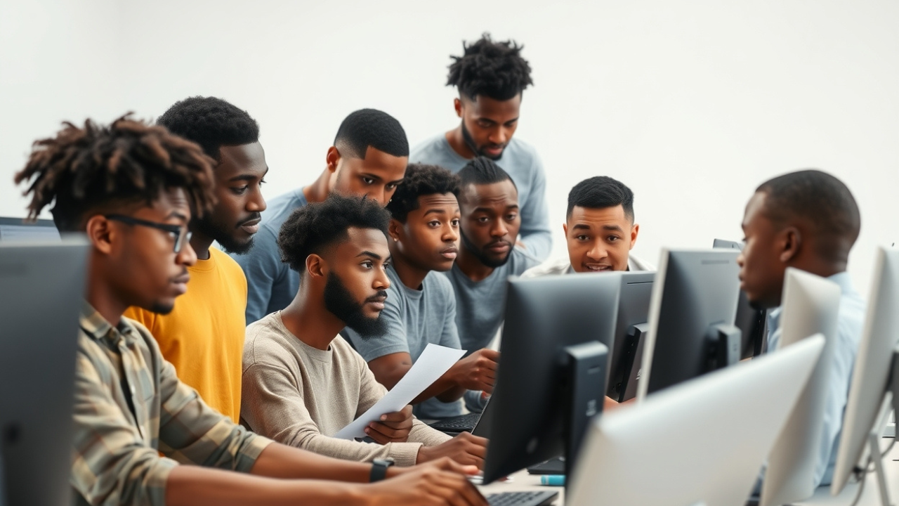 <br />
That photo captures a great concept diverse young adults learning computer skills in a collaborative setting.