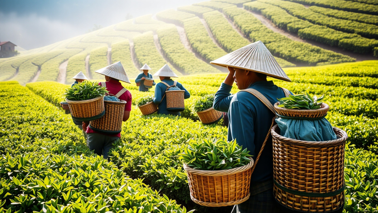 tea farmers are working in tea farming land