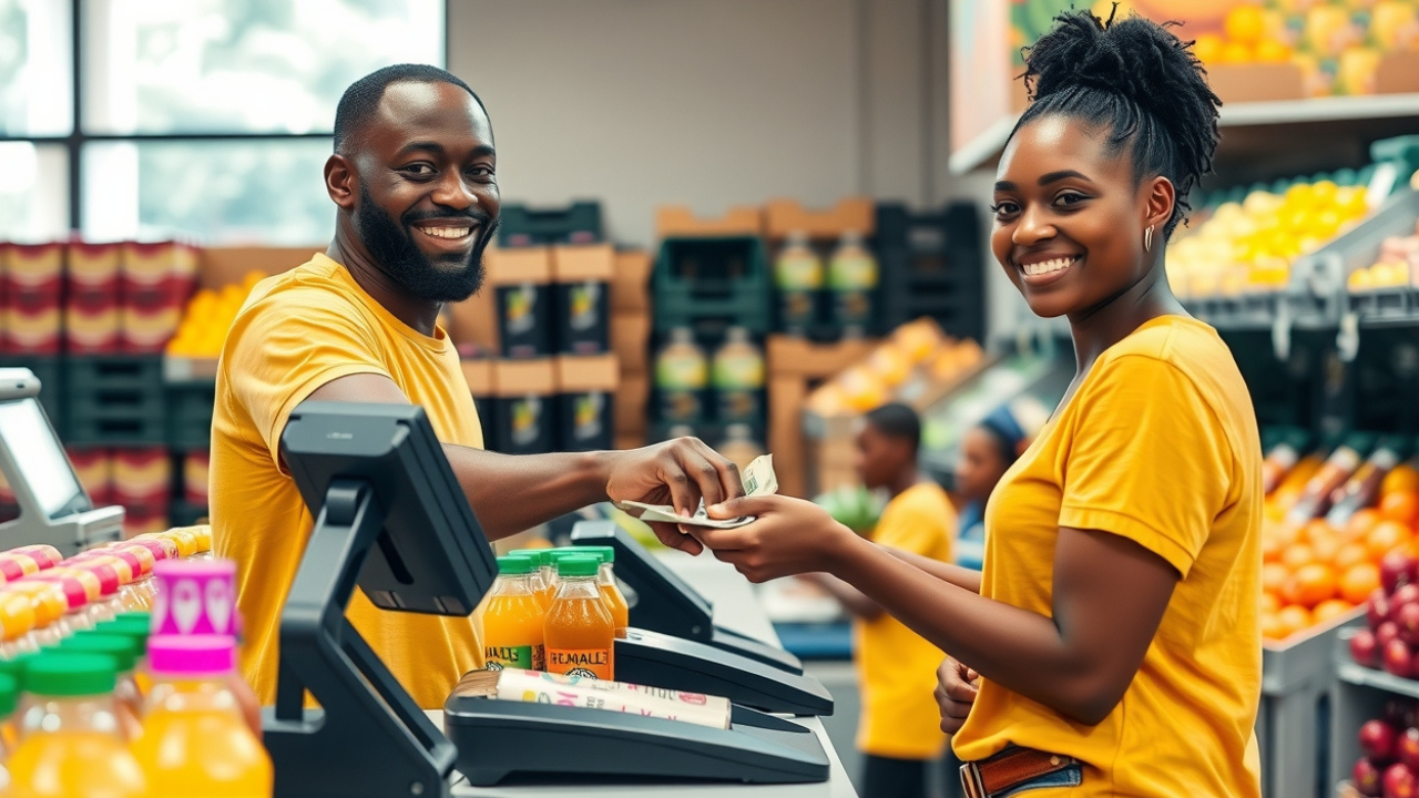 A man buying fruit juices from the supermarket