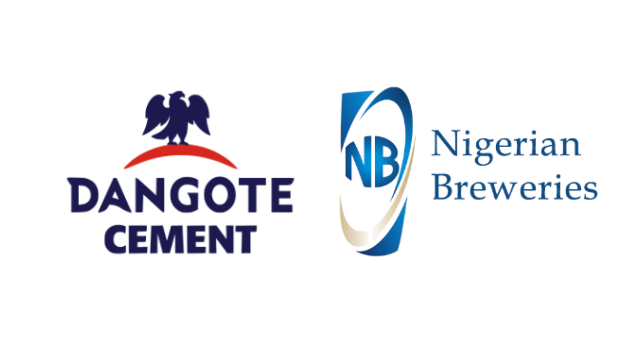 Logos of Dangote Cement and Nigerian Breweries