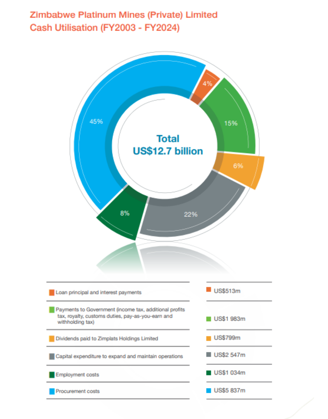 The chart shows how Zimbabwe Platinum Mines (Private) Limited