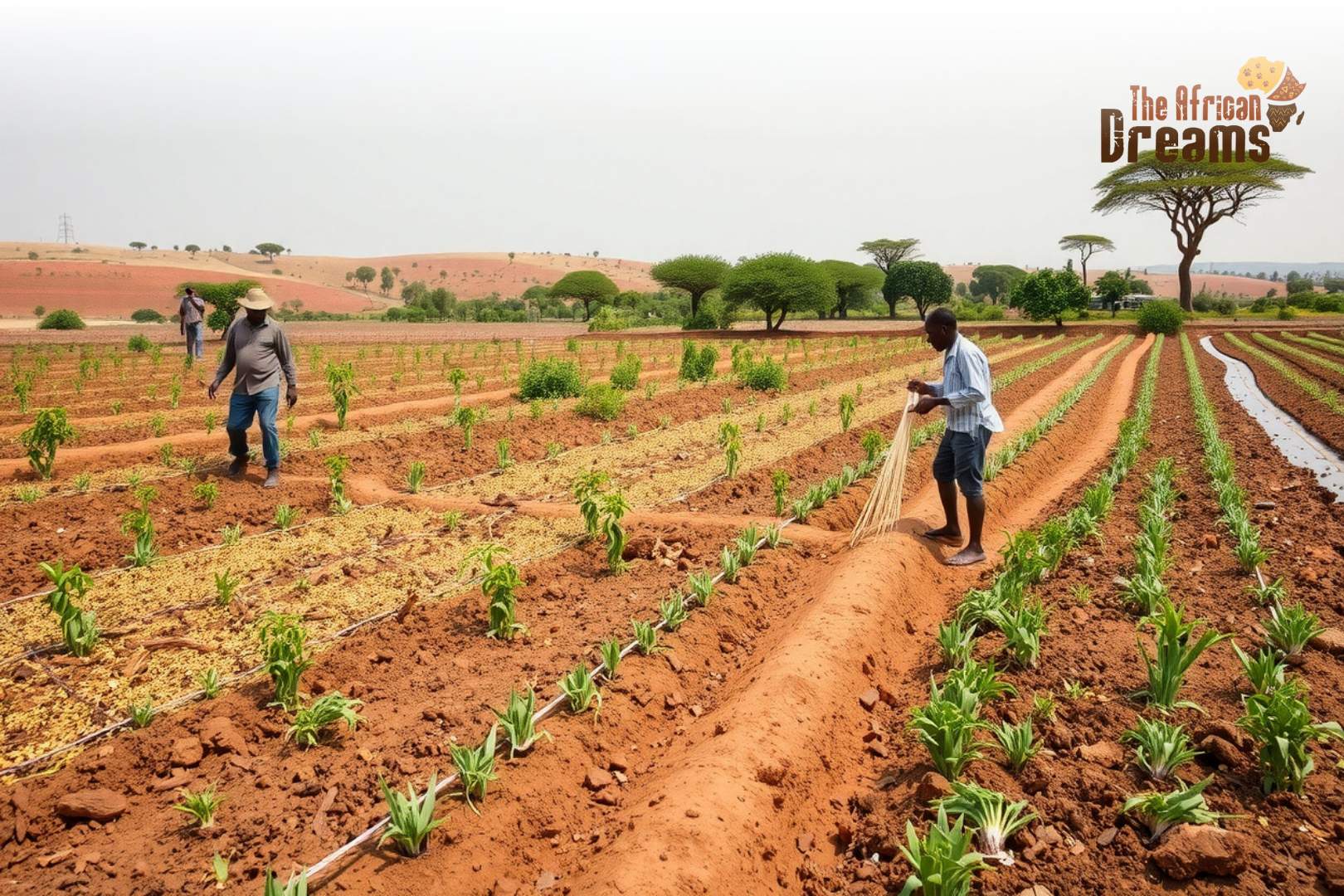 zimbabwe-climate-smart-farming-1 Zimbabwean farmers using climate-smart techniques such as drought-resistant crops and conservation agriculture in a semi-arid rural landscape