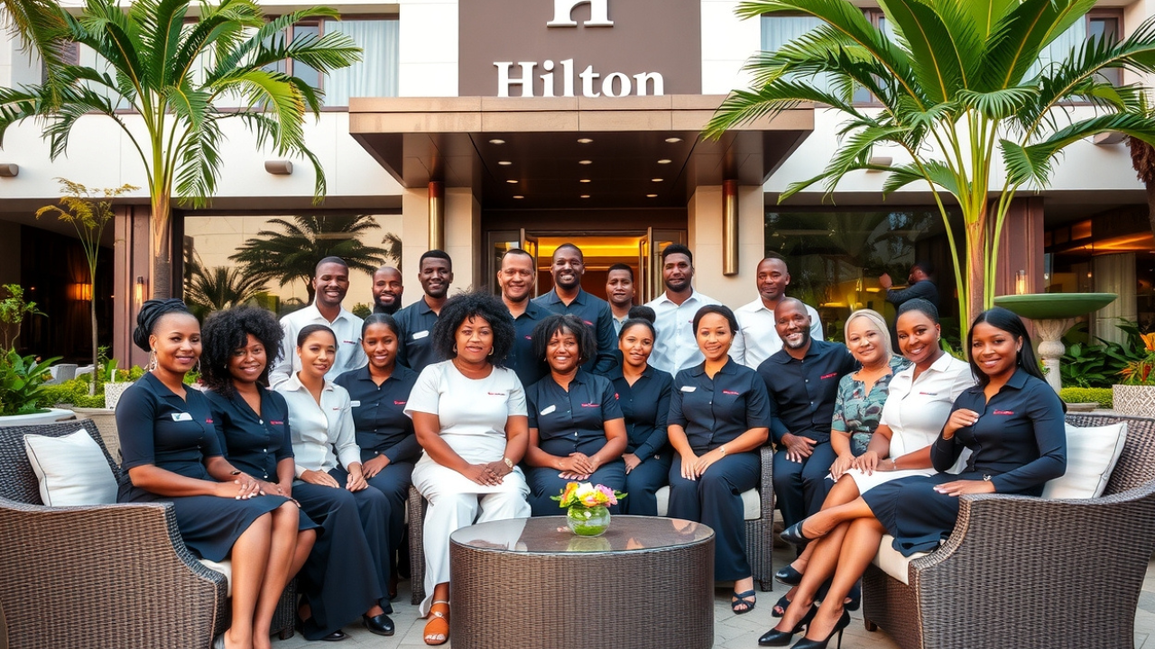  A part of the staff at Hilton hotel in Nigeria