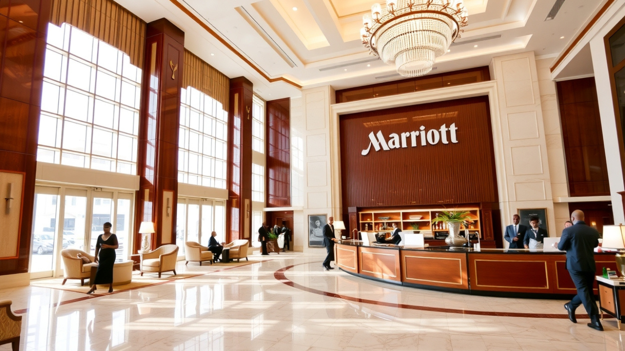 Lobby of Marriott International Hotel in Lagos