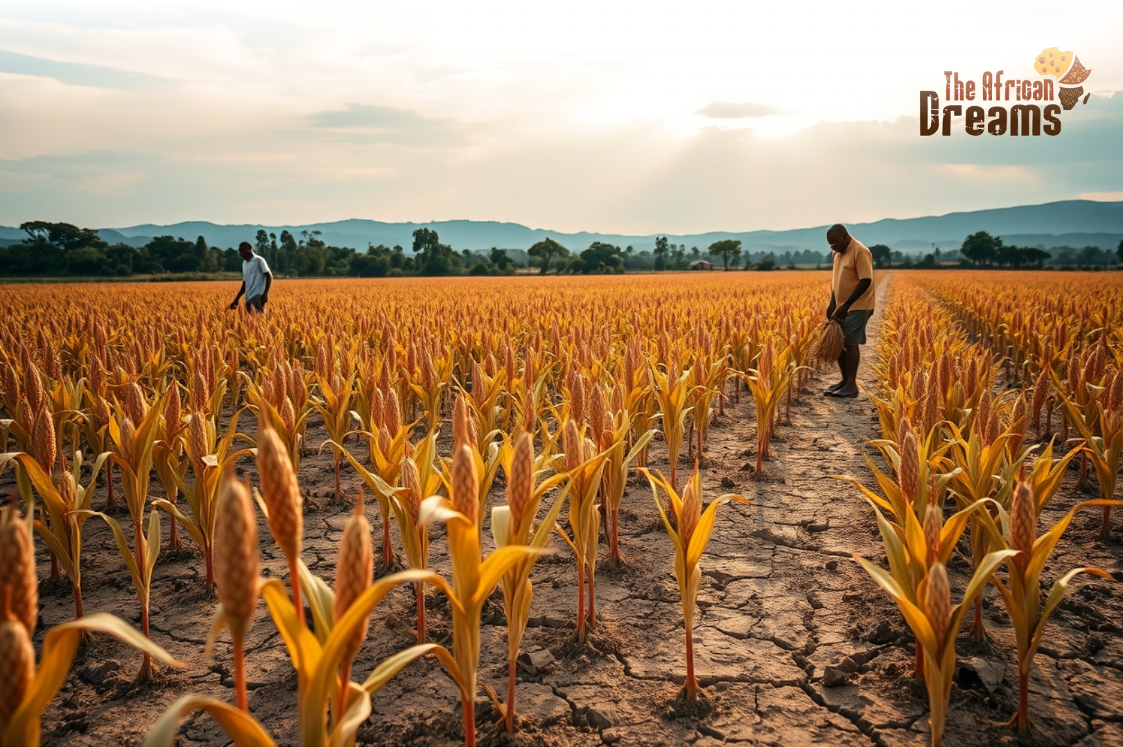 Smallholder farmers in the Congo harvesting drought-resistant sorghum crops as part of climate-resilient agriculture efforts.