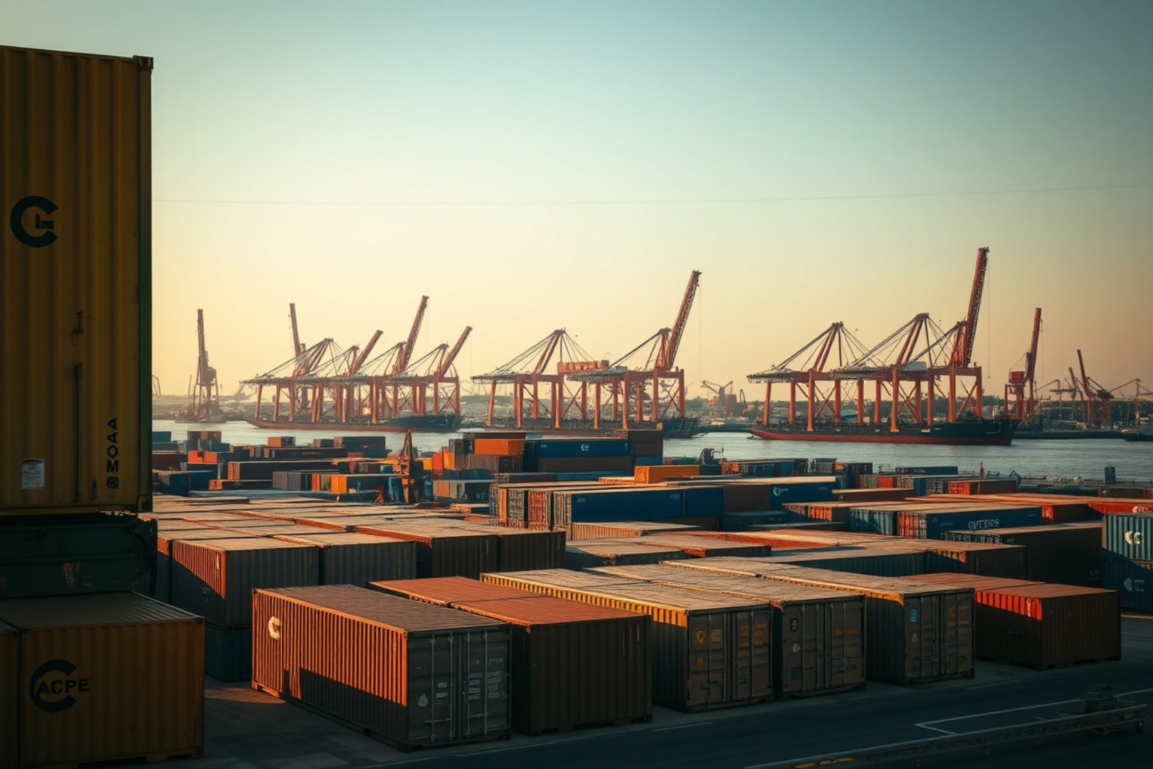 container are gather in sea port