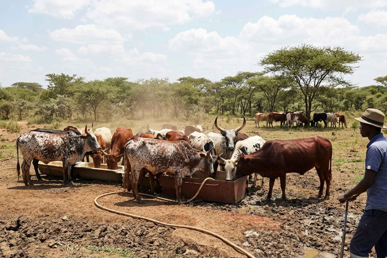 a cow boy is taking care of his cows