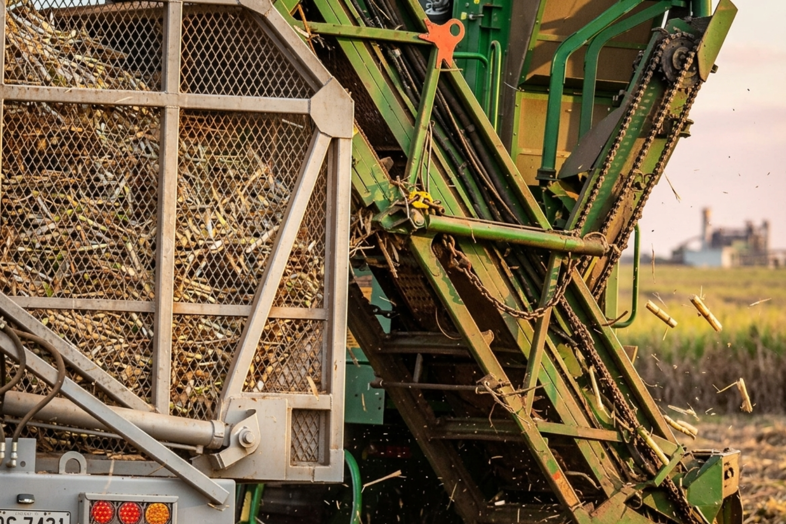 crops are processing from a machine
