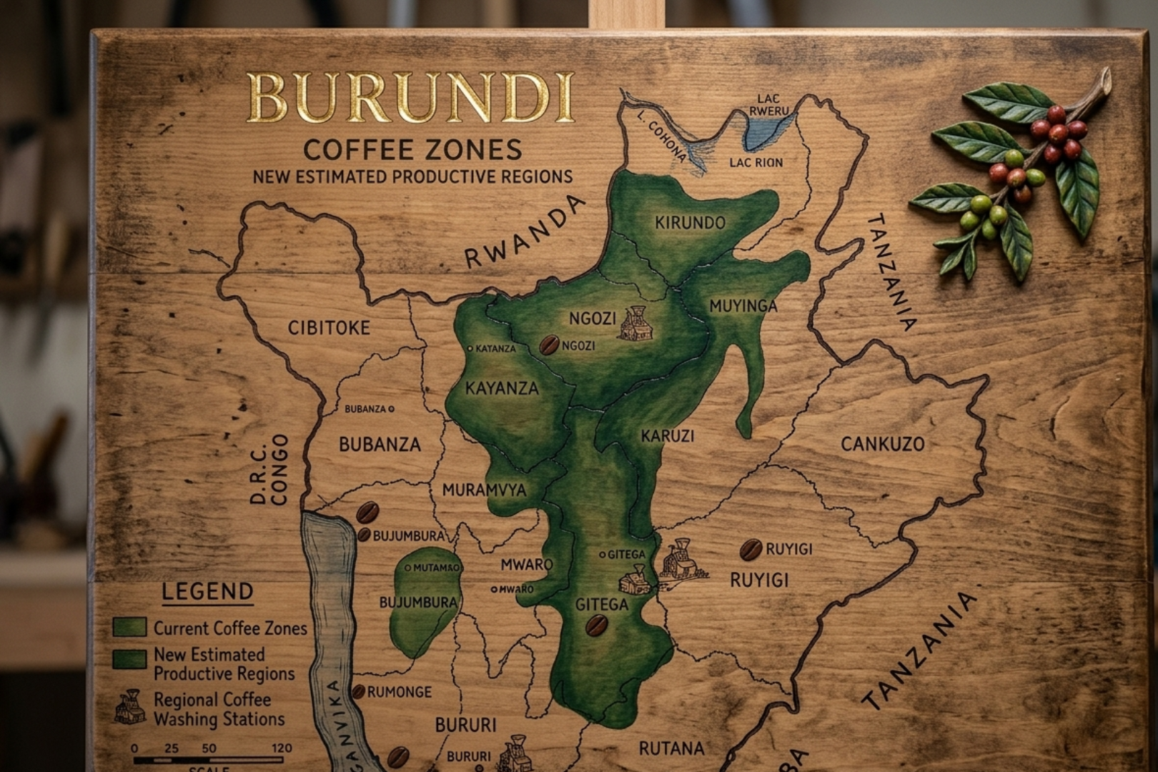 Burundi's coffe zone map