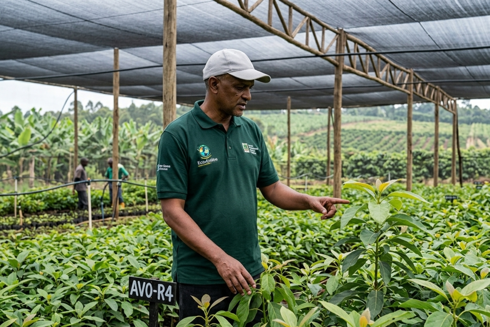 a man is observing his organic farming land