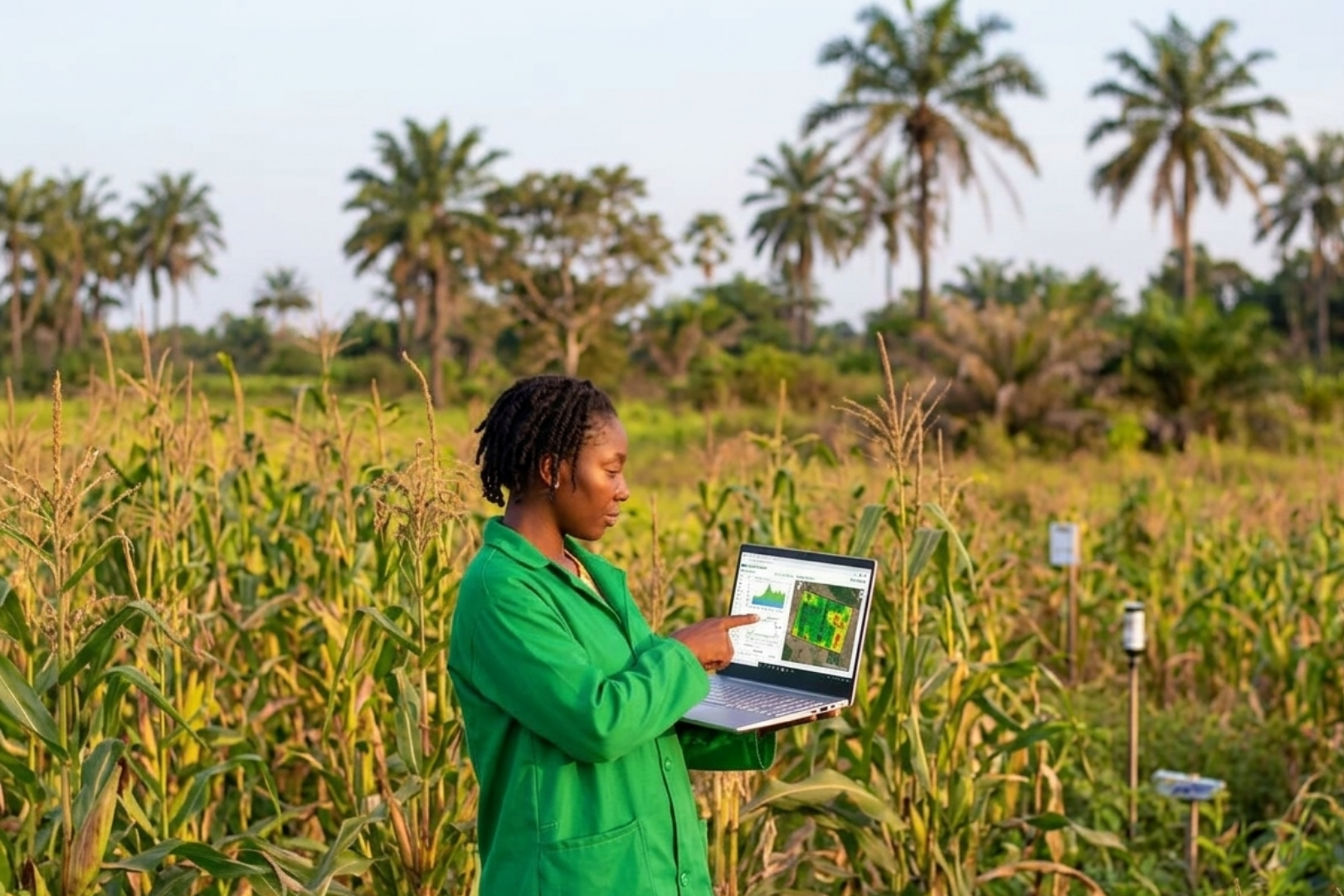 a man is observing his farm land