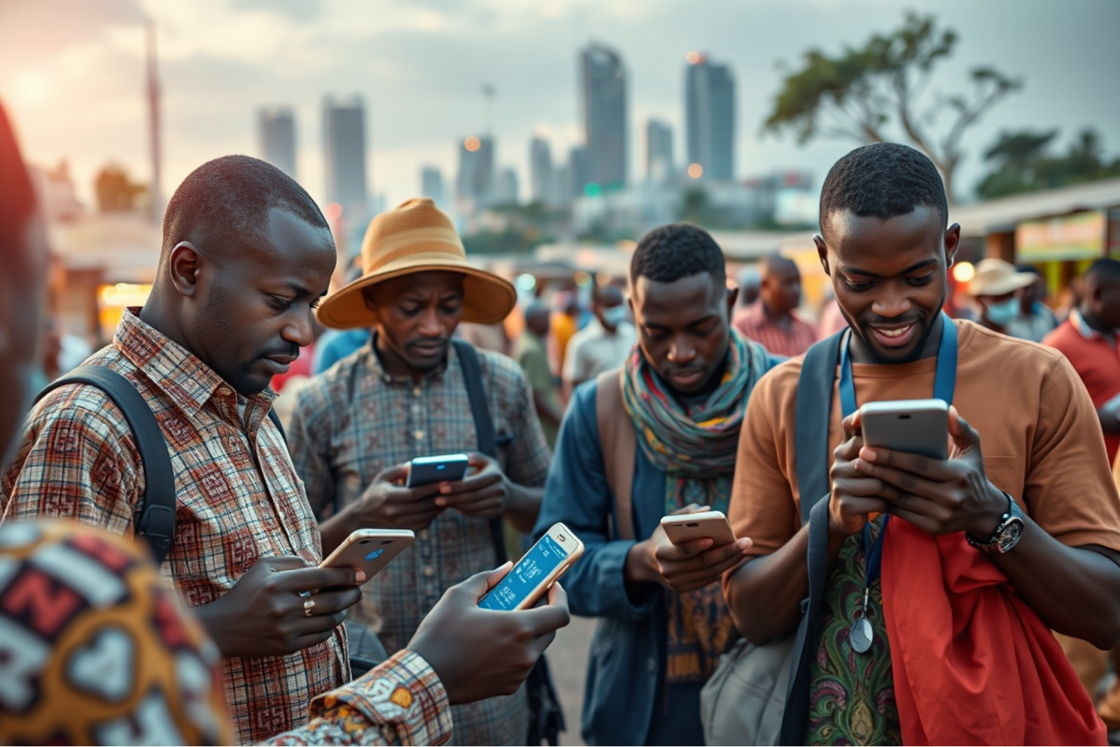 men are checking their online payment in their mobile