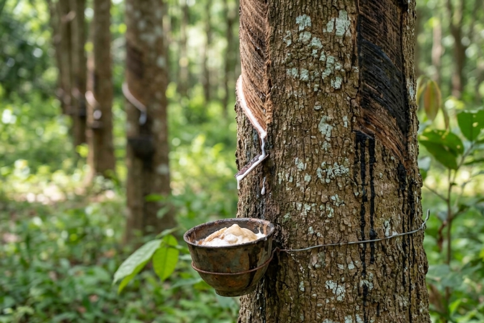 rubber are collected from a tree